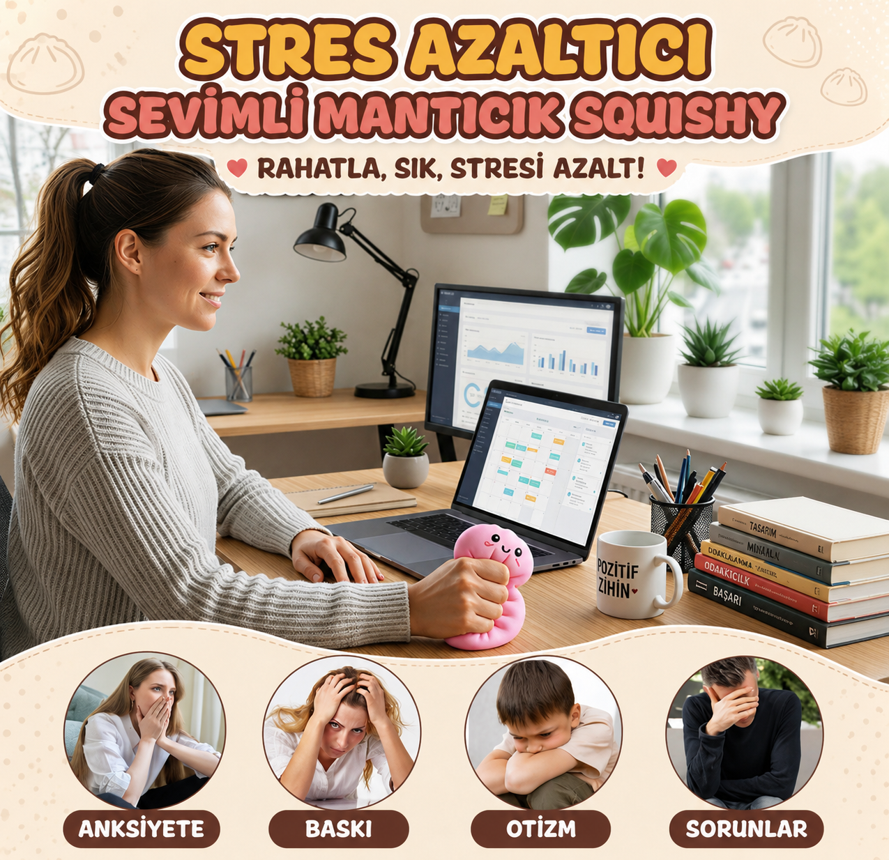 CutiBao™ Puffy Bao Squishy Stres Oyuncağı – Yumuşacık ve Eğlenceli